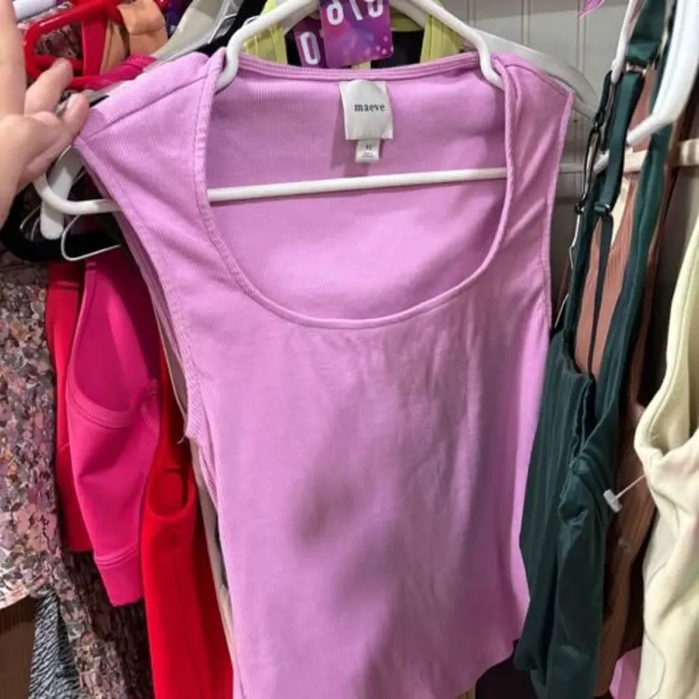 Maeve by Anthropologie Pink Ribbed Scoop Neck Tank Top Size XS